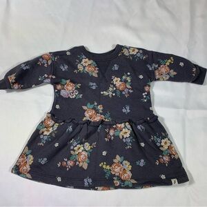 Easy Peasy Charming Floral Kids Dress - Dark Gray with‎ Multicolor Flowers 12MO